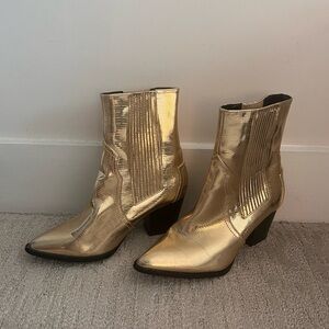 Lulu’s Gold Cowboy Ankle Boots - Size 8 (worn once)